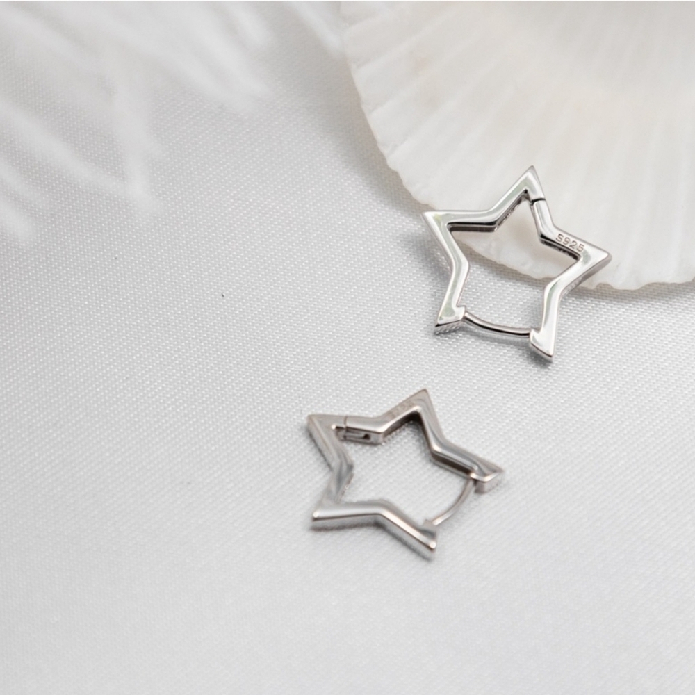 Silver Stylish Hoop Earrings - 925 SterlingSilver - Picture 3 of 5